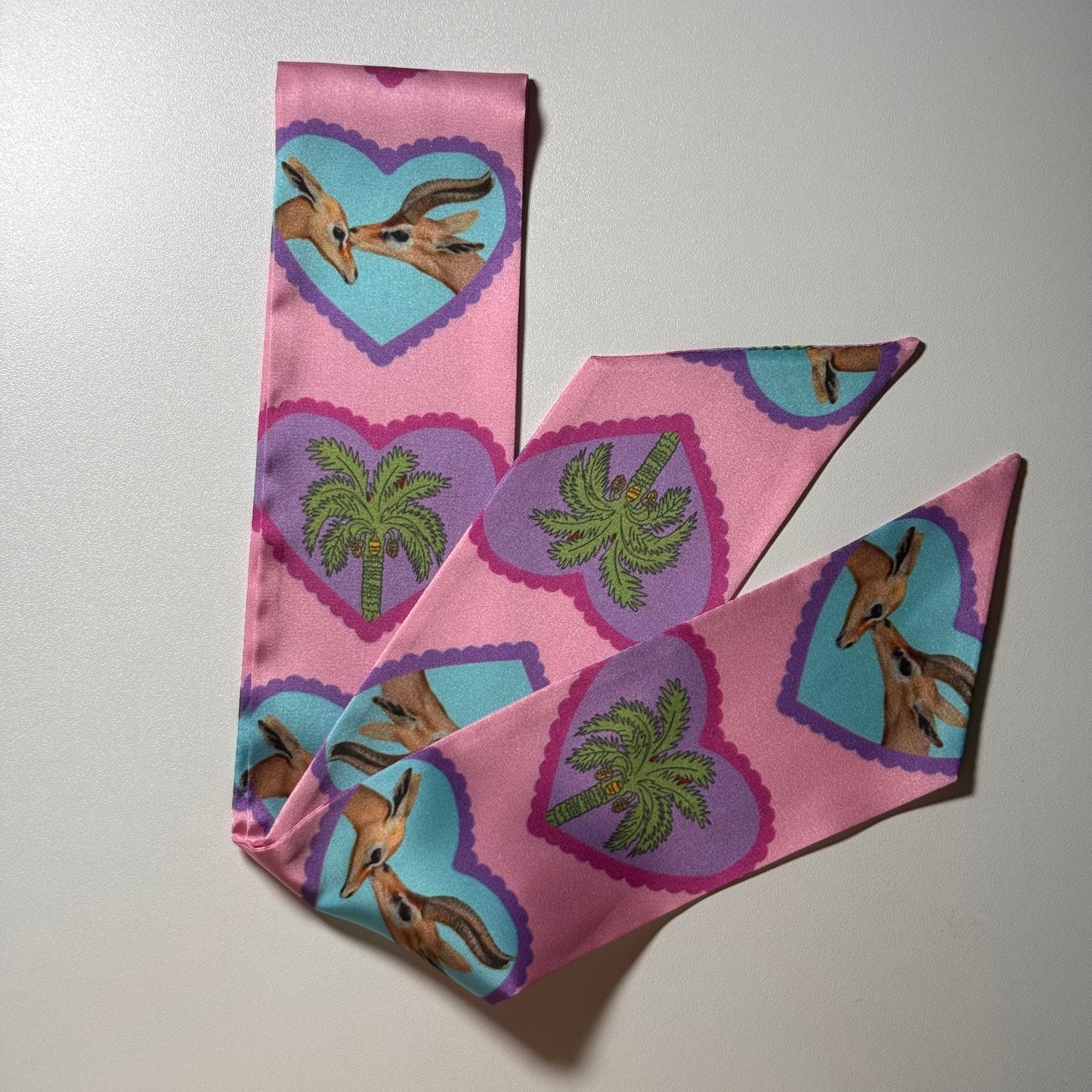 Pink gazelle twilly (silk)
