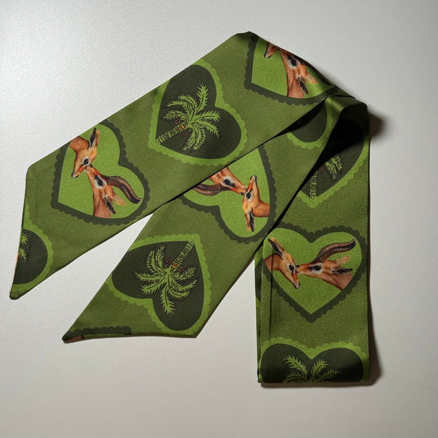Green gazelle twilly (silk)
