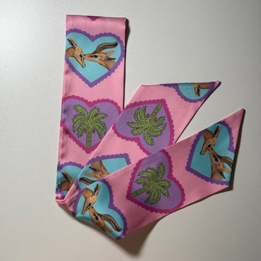 Pink gazelle twilly (silk)