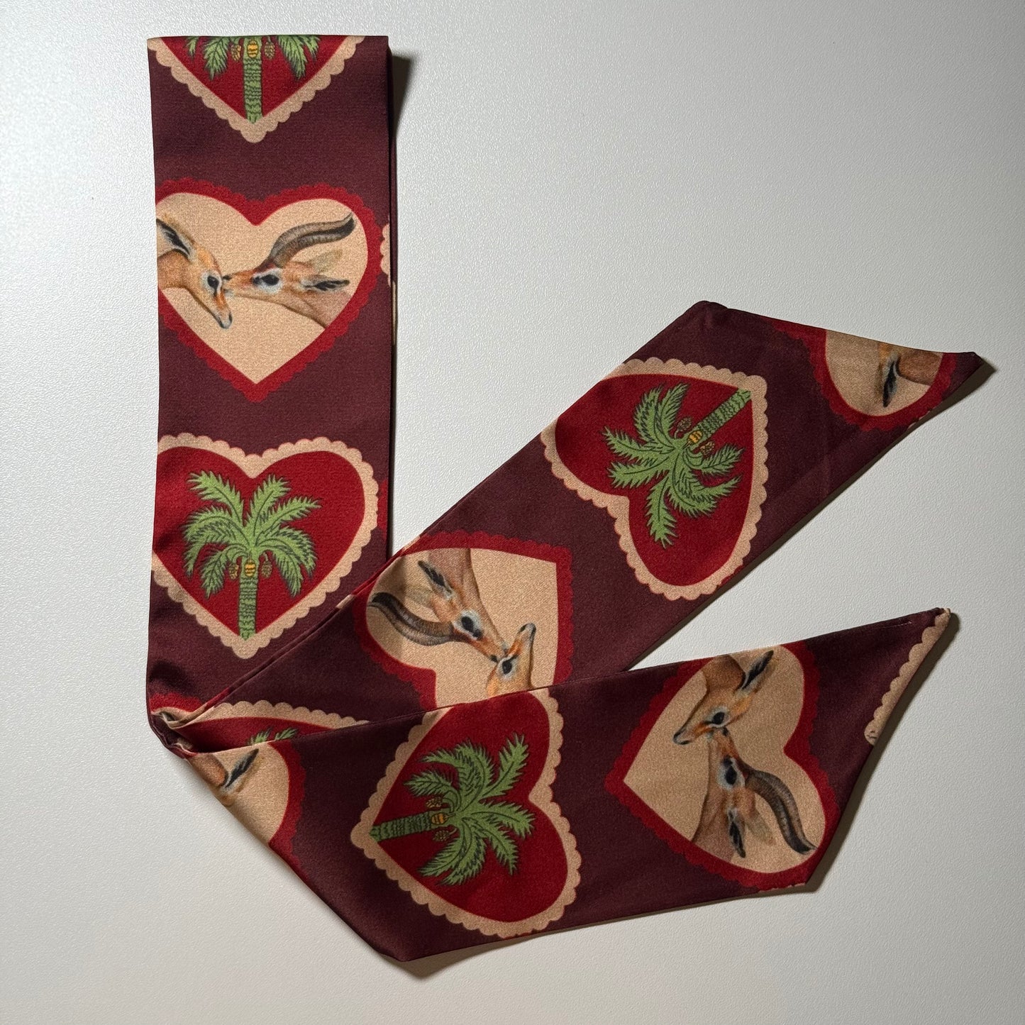 Red gazelle twilly (silk)