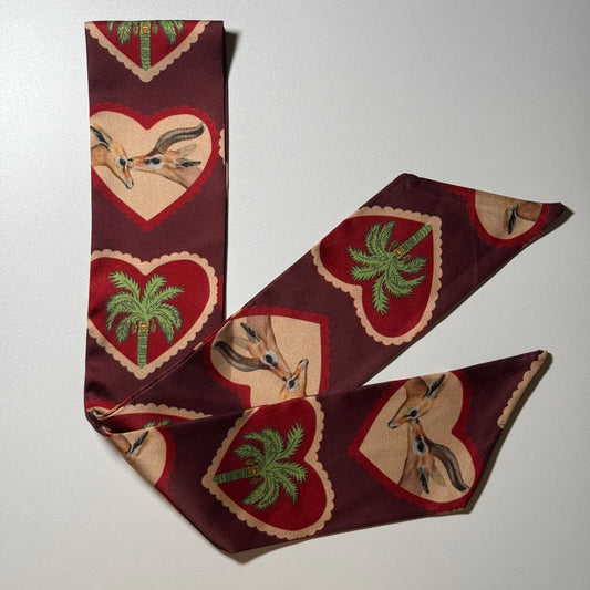 Red gazelle twilly (silk)