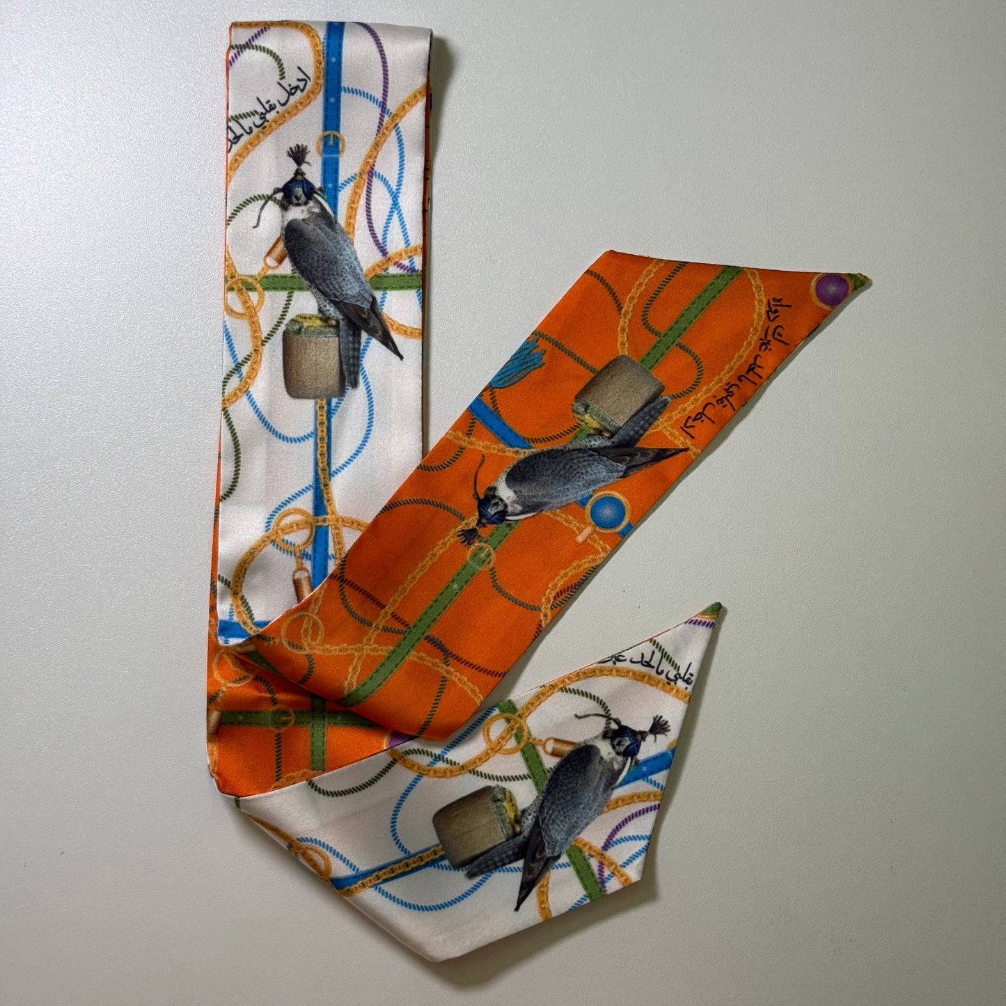 Double sided twilly (white&orange)