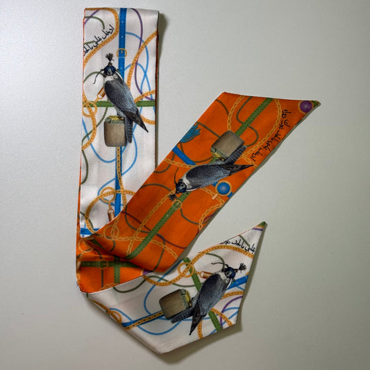 Double sided twilly (white&orange)